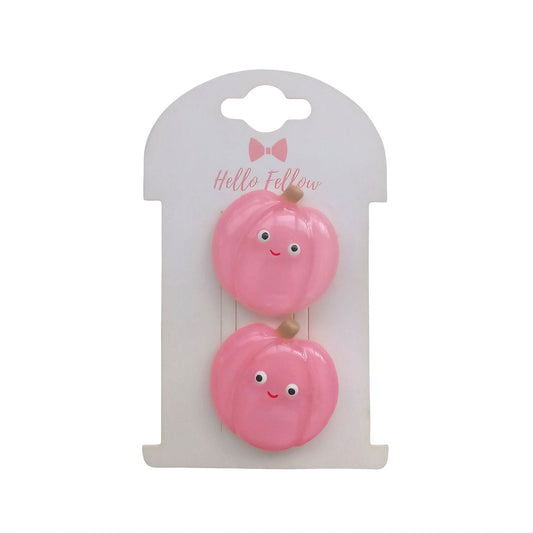 Pumpkin shape hair clips - 2 pcs