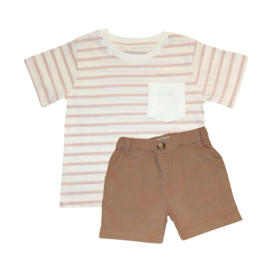 Peach Stripe T Shirt with Short