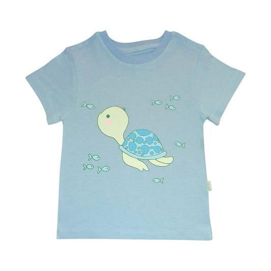 Turtle Print T Shirt - Blue