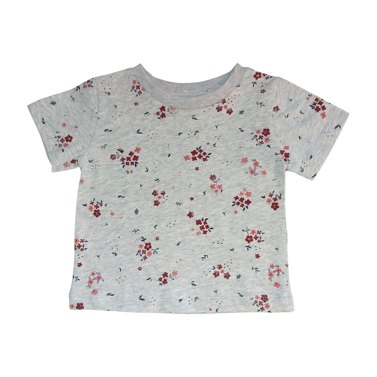 Floral Print T Shirt - Ash