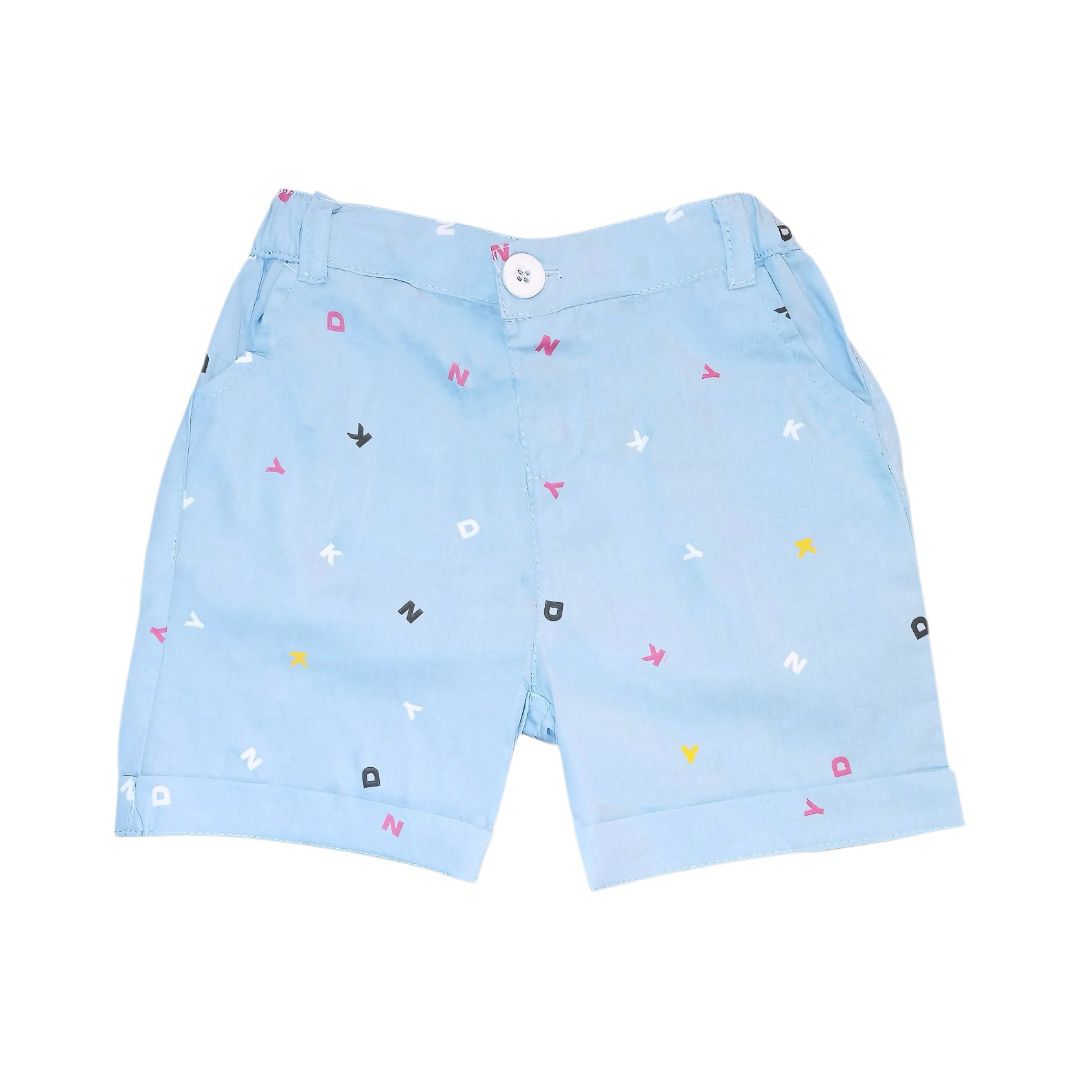 Letter Print Short - Light Blue