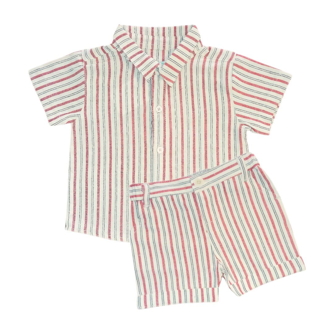 Red Stripe Shirt & Short Set