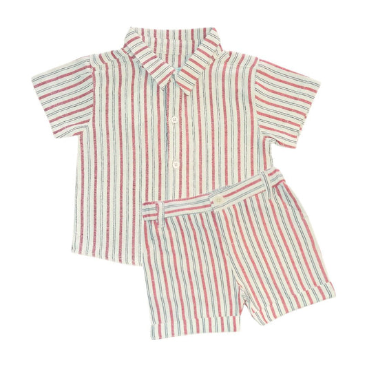 Red Stripe Shirt & Short Set