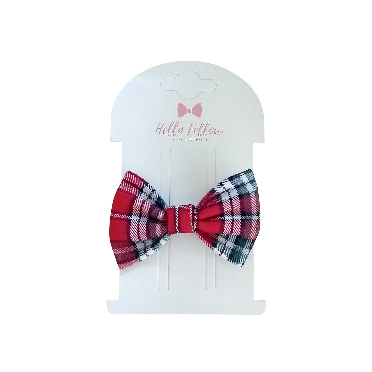 Bow Hair Clip - Red Check