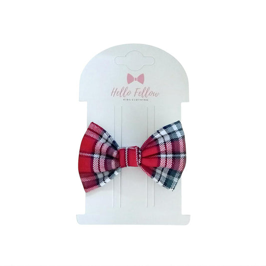Bow Hair Clip - Red Check