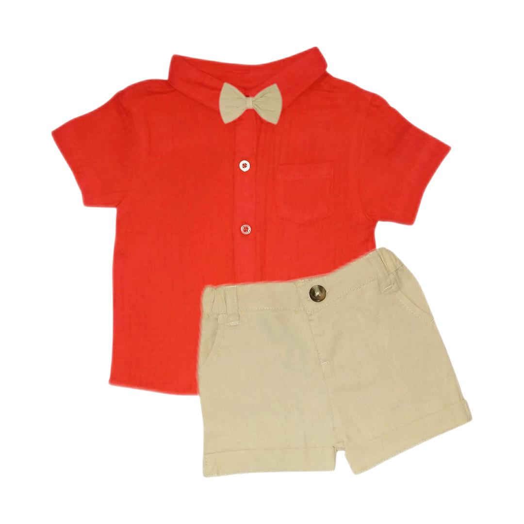 Little Gentlemen Set - Red & Beige