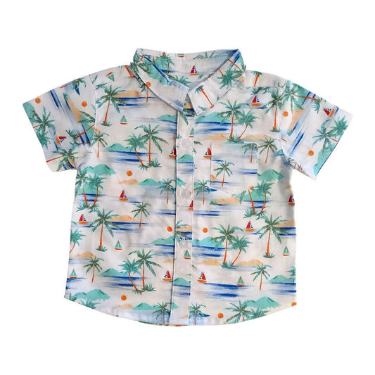 Boy's Collar Shirt - Beach Theme