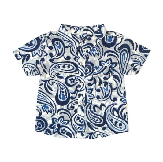 Dark Blue Floral Print Shirt