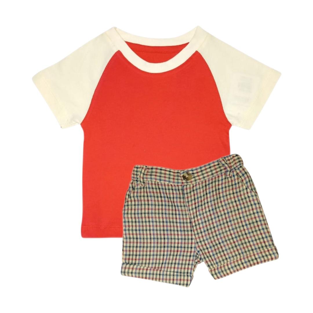 Raglan T Shirt with Check Short