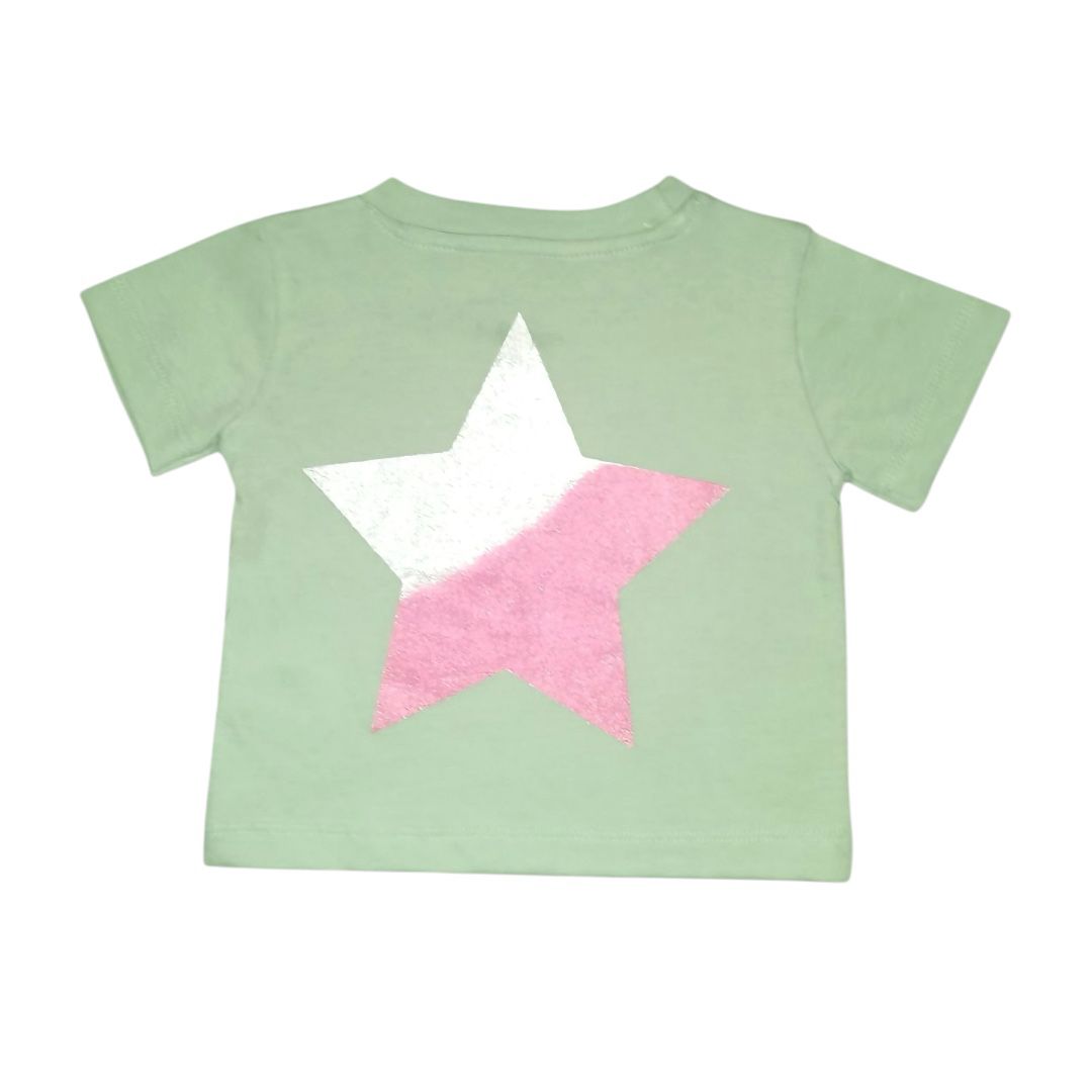 Green Star Print T Shirt