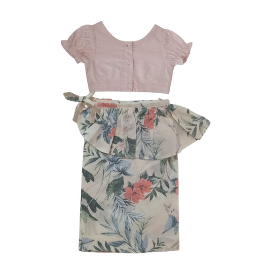 Girl's Avrudu Redda Hatta-Light pink Floral