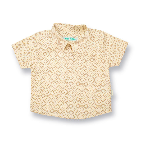 Brown Square Print Shirt