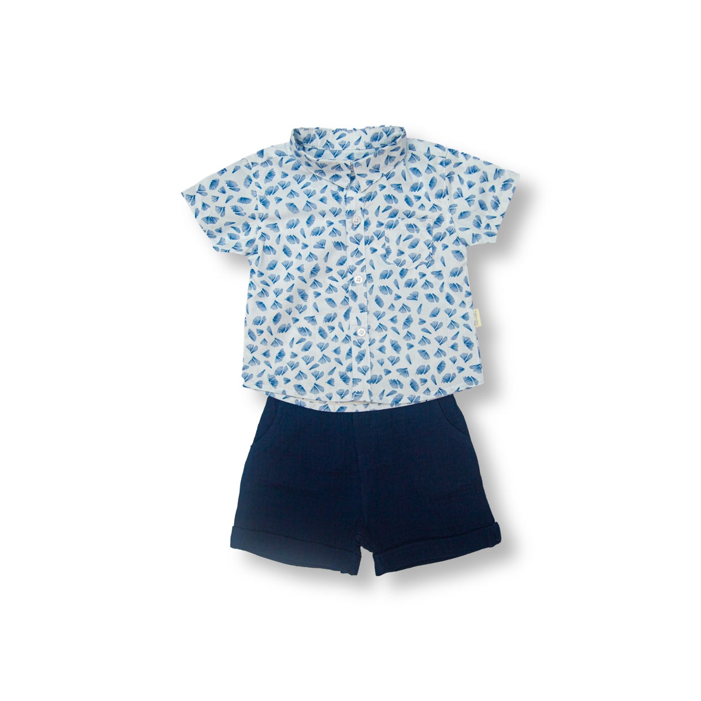 Printed Shirt With Dark Blue Short Set