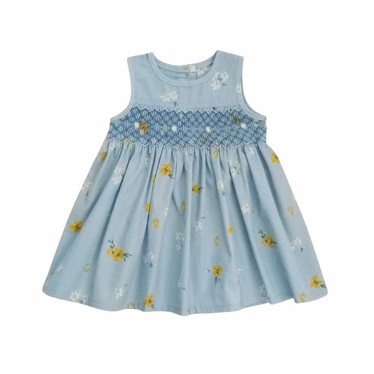 Smocked Dress - Blue Floral