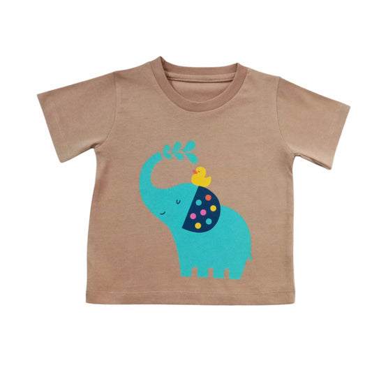 Elephant Print T-shirt With Dark Blue Short set