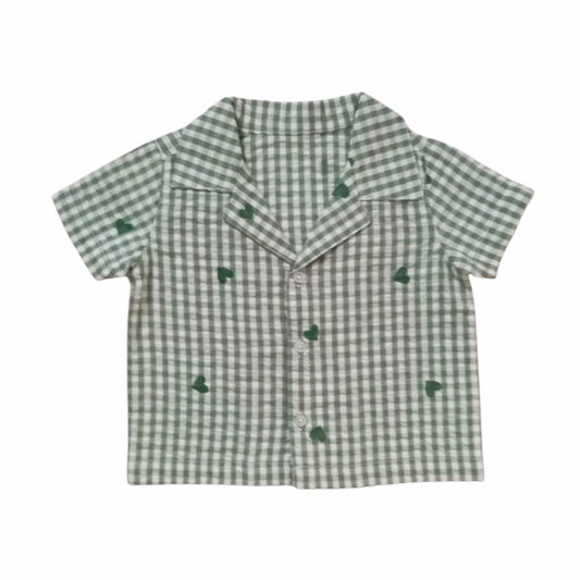 Heart Printed Checked shirt - Green