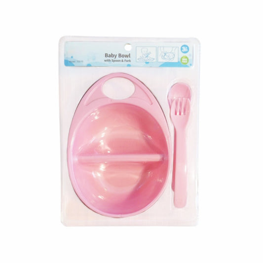 Baby Bowl With Spoon & Fork - Pink
