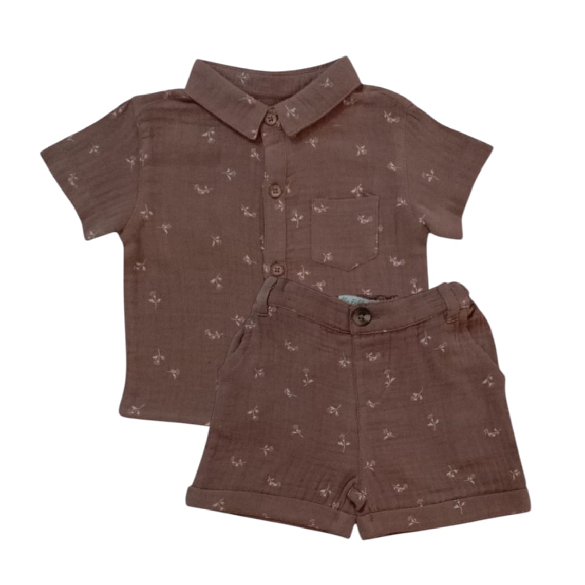 Floral shirt & Short Set - Brown