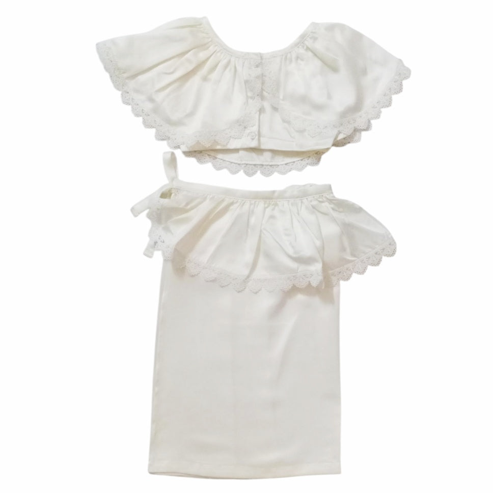 Satin Lama Saree - Off White