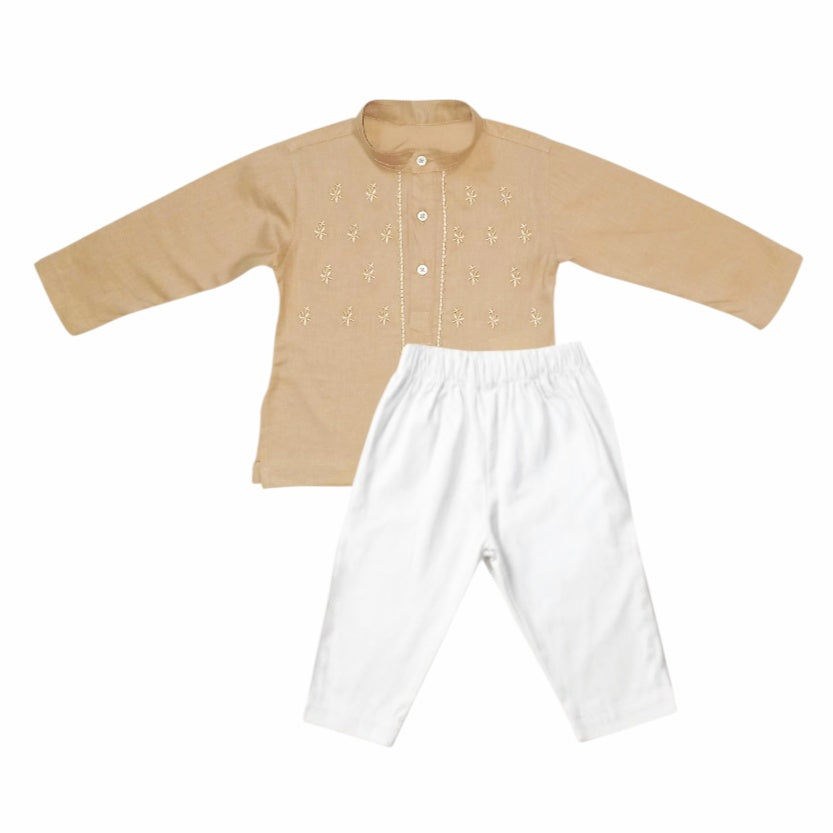 Boy's Kurtha Set - Dark Beige