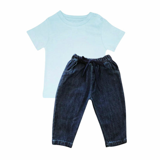 Light Blue T-Shirt With Denim Pant Set