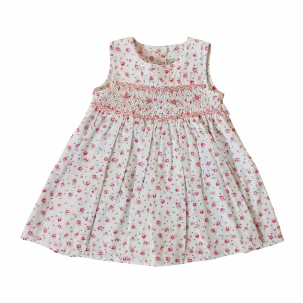 Floral Smocked Dress - White