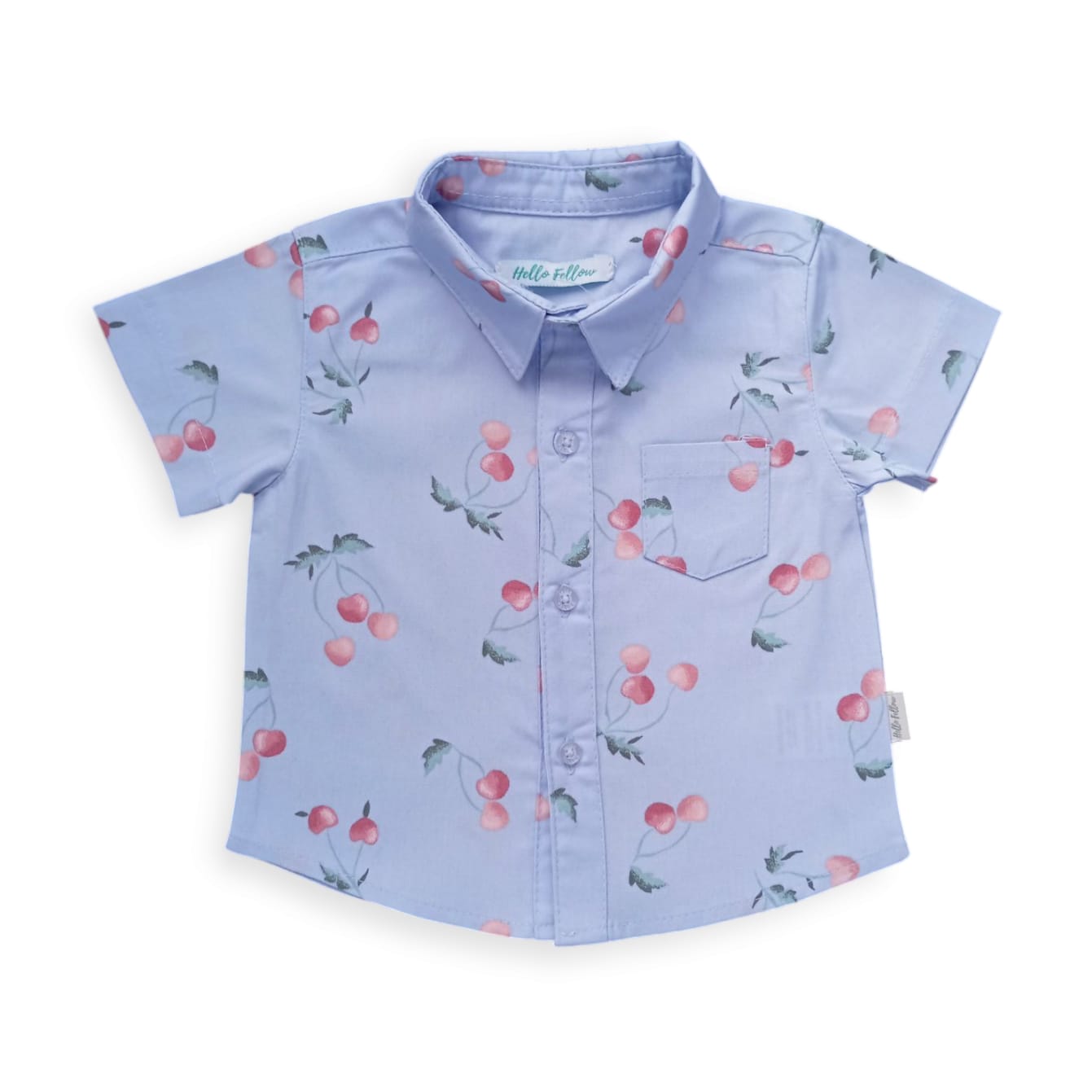 Cherry Printed Shirt - Sky Blue