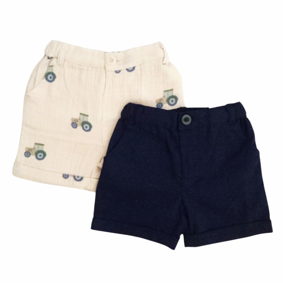Short Set - Tractor Printed & Dark Blue