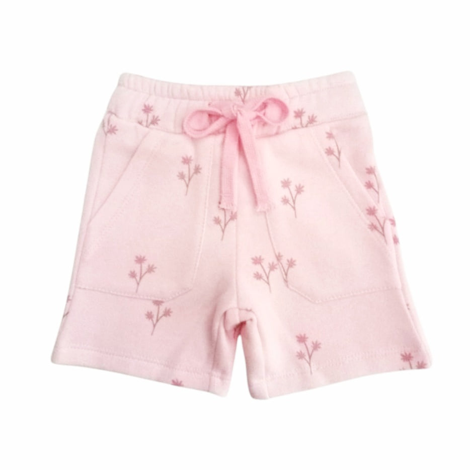 Floral Print Rib Short - Pink