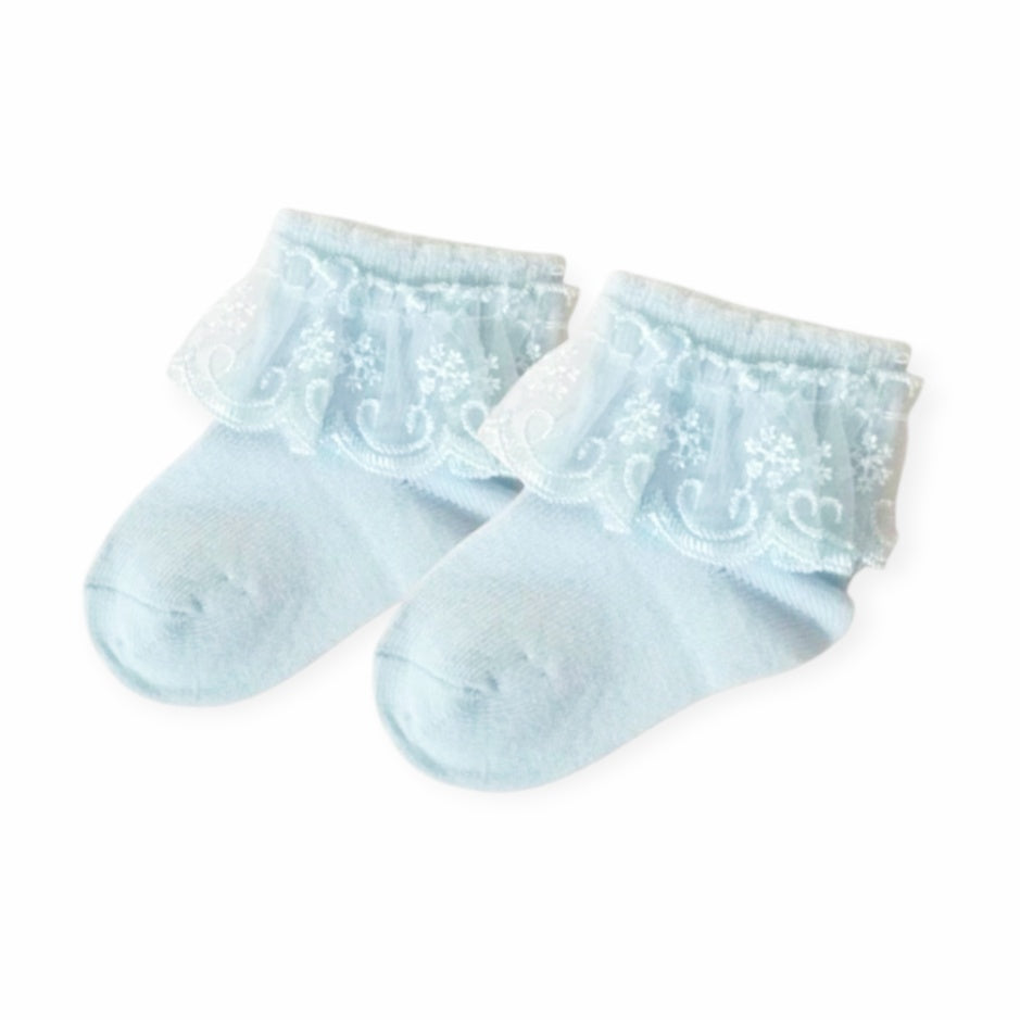 Girl's Frilly Socks - Blue