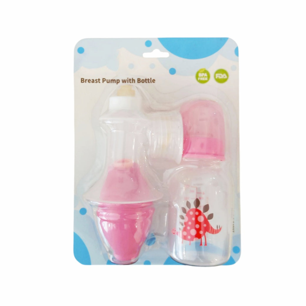 Breast Pump With Bottle - Pink