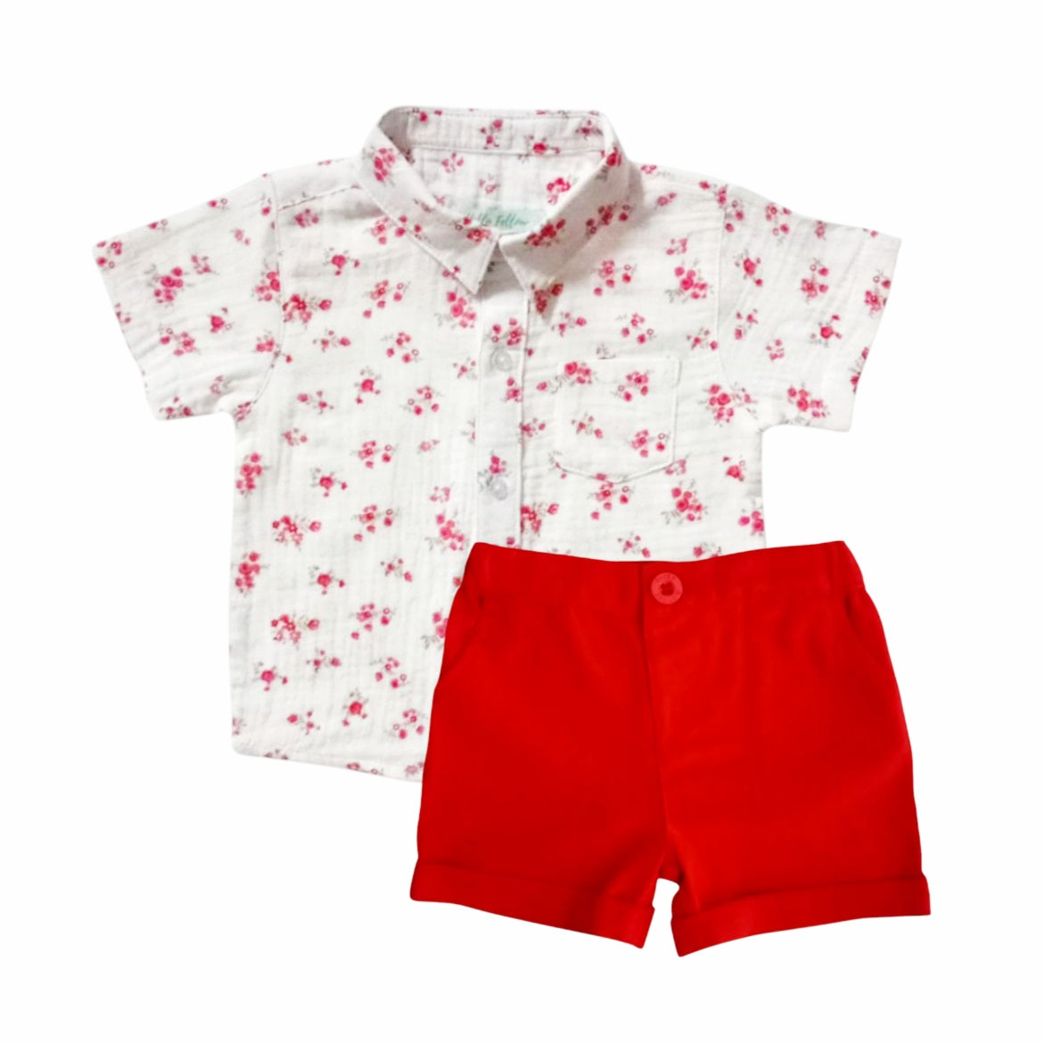 Floral Shirt With Short - Red