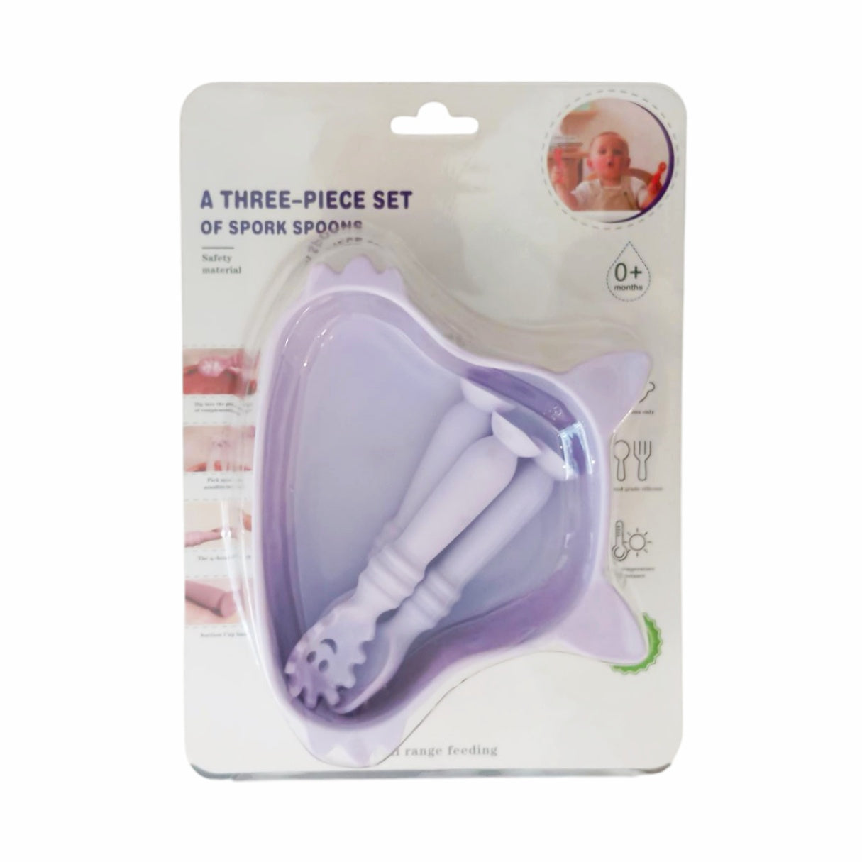 Silicone Feeding Plate With Spoons - Purple