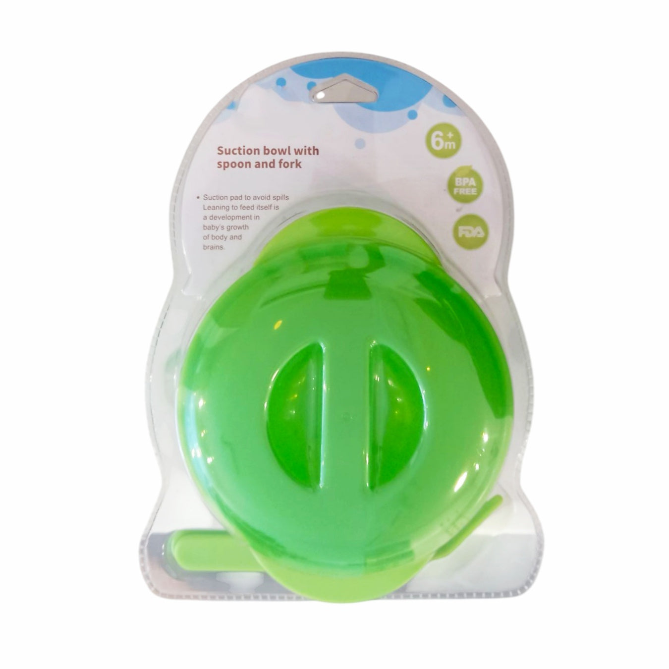 Suction Bowl With Spoon & Fork - Green