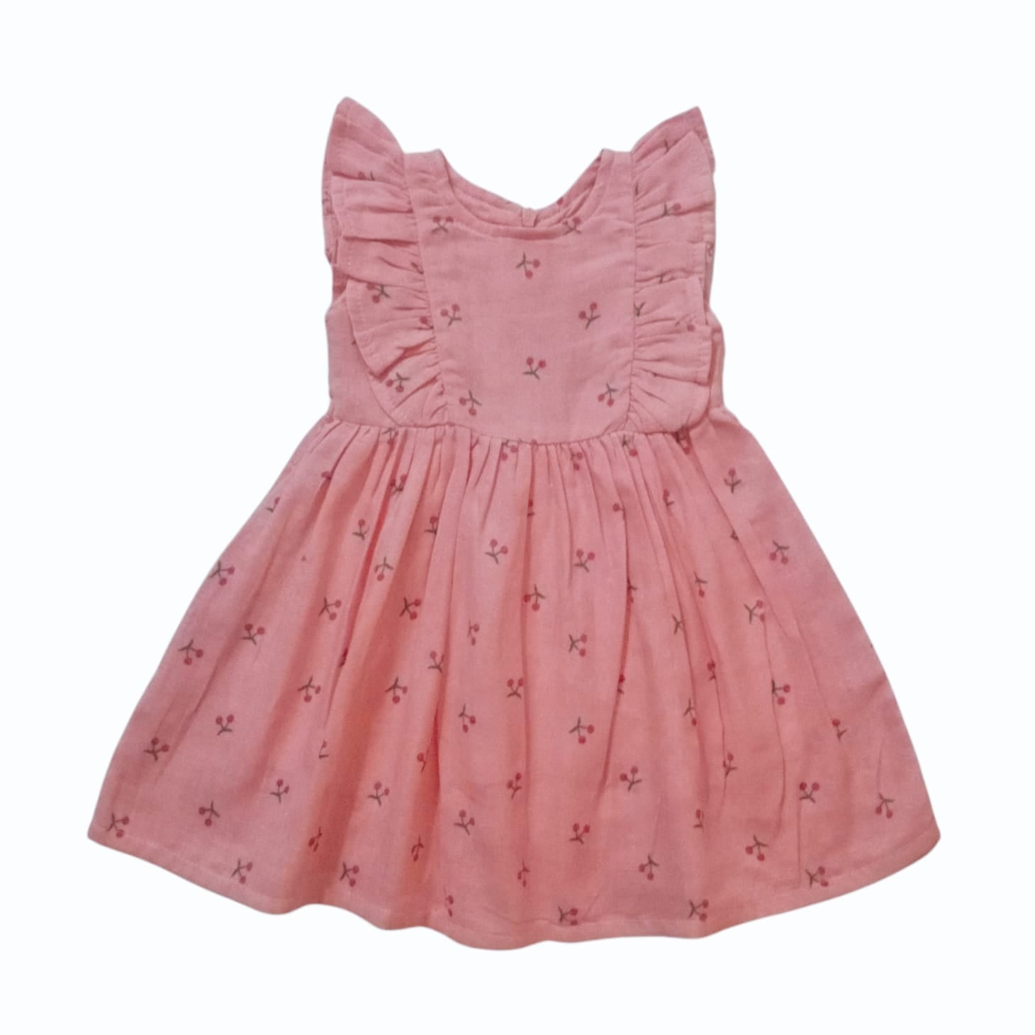 Girl's Frill Dress - Cherry Print