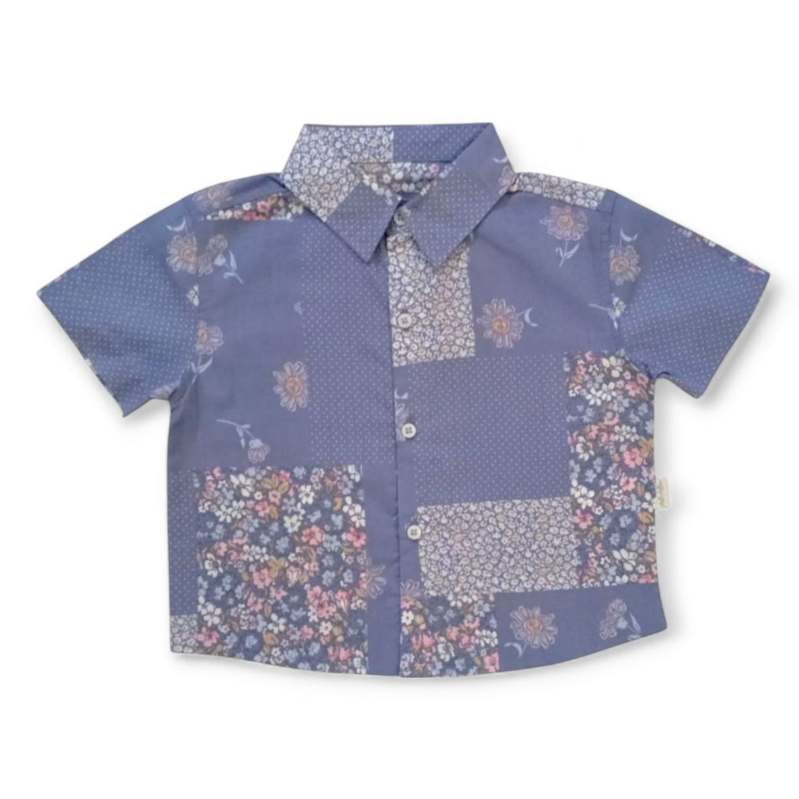 Floral Shirt - Cornflower Blue