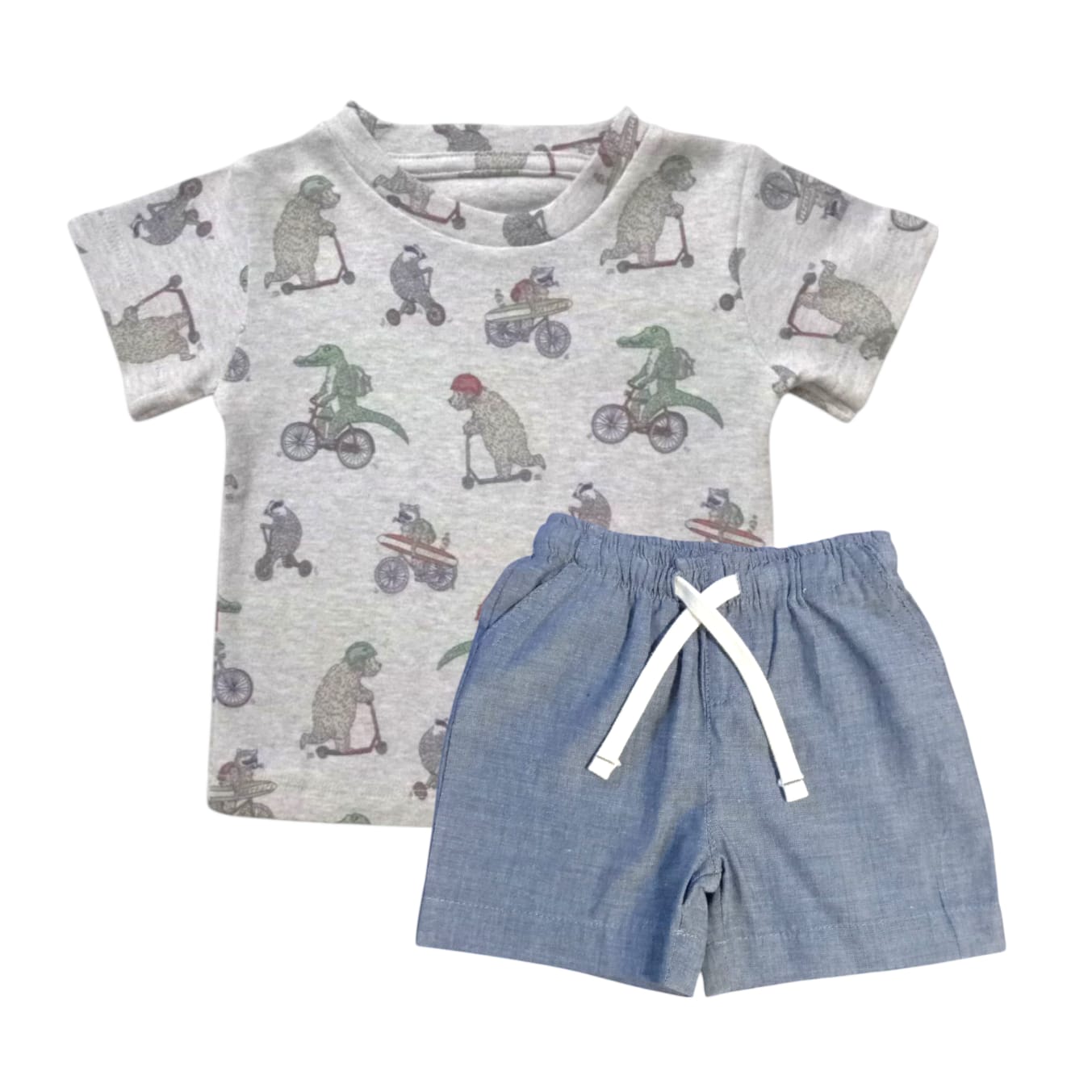 Crocodile Printed T-Shirt With Blue Short