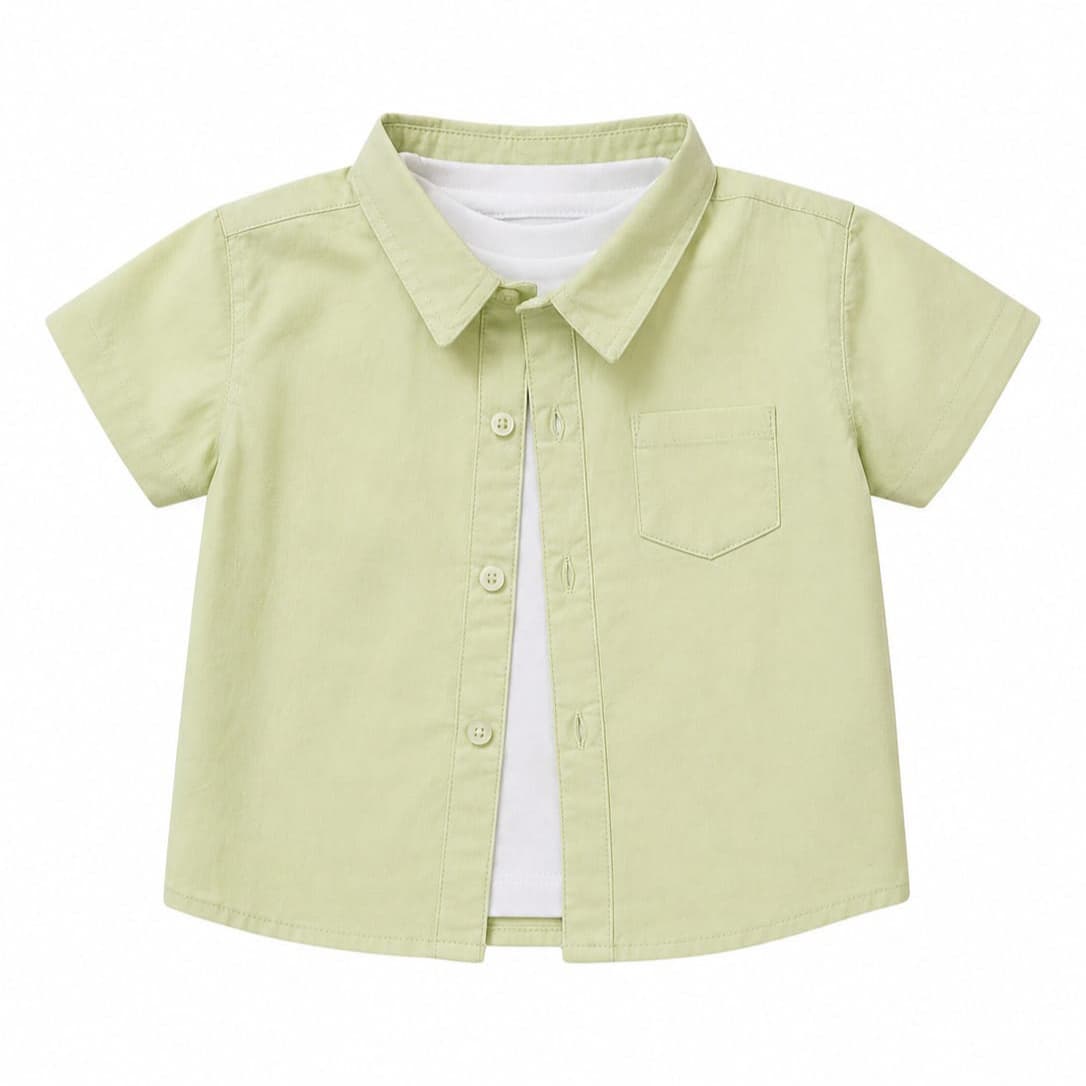 Light Green Shirt With White T-Shirt