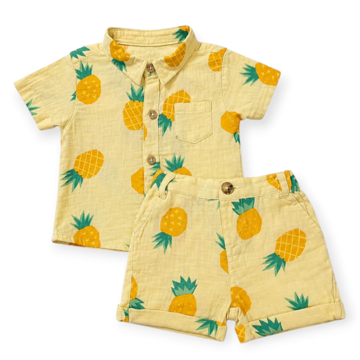 Pineapple Shirt & short Set - Yellow