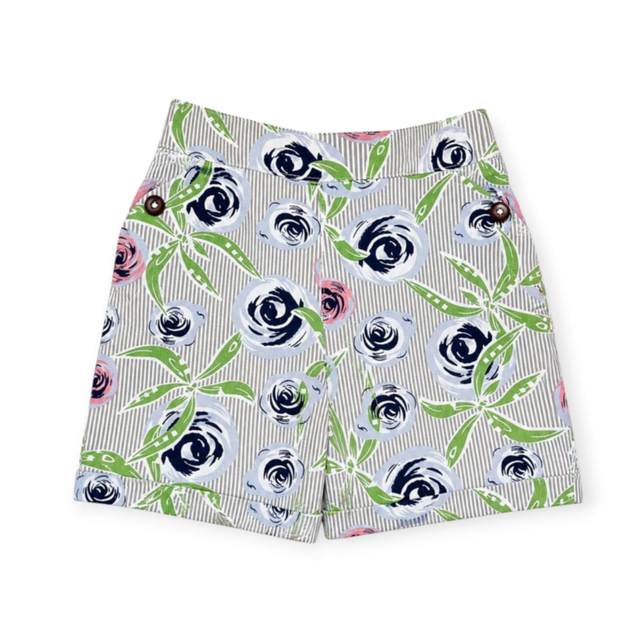 Floral Striped Short - Grey