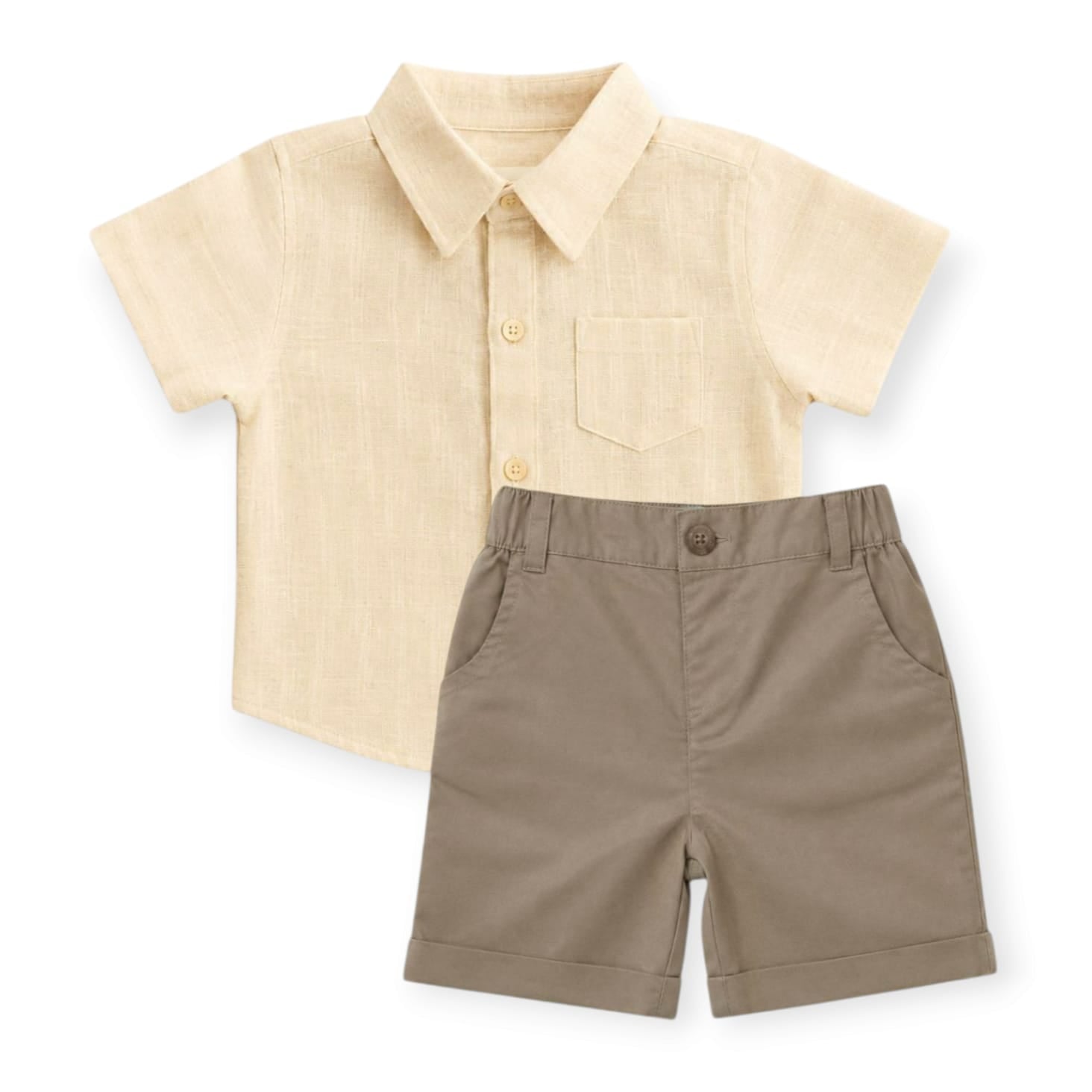 Cream Colour Shirt With Brown Short
