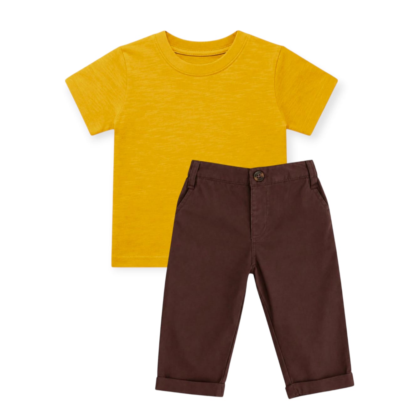Mustard Yellow T-Shirt With Brown Pant