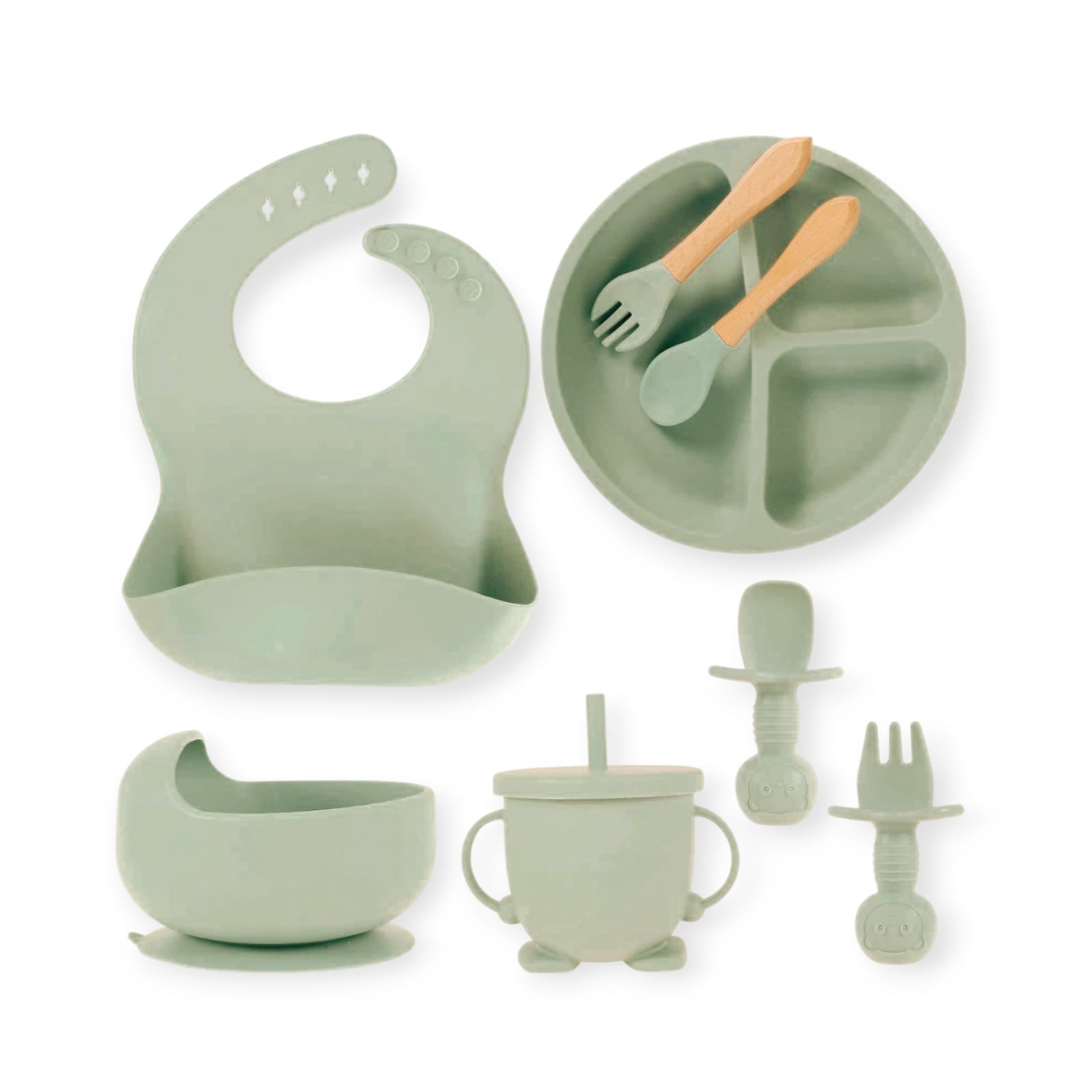 Silicone Baby Catlery Set - Olive Green