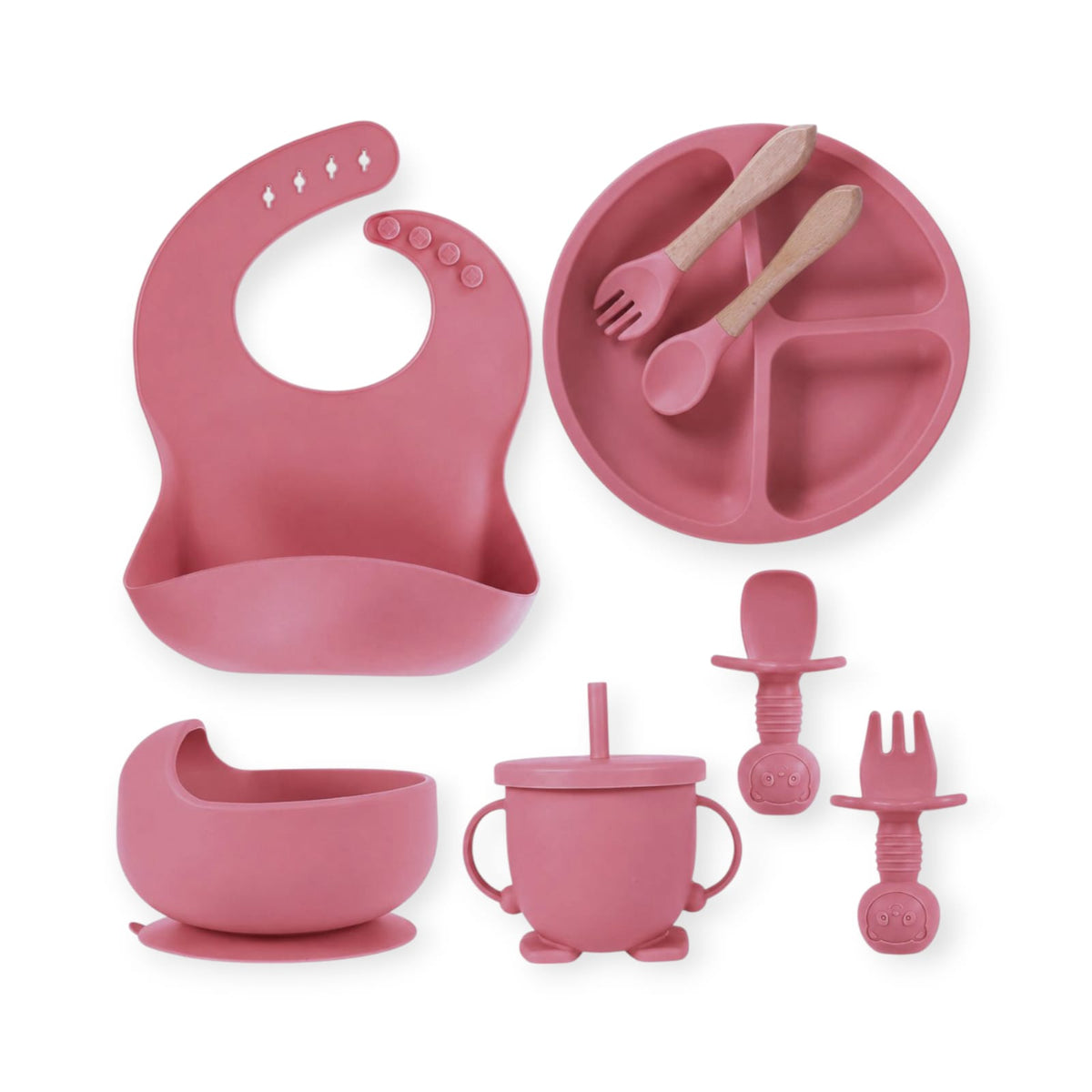 Silicone Baby Cutlery Set - Dusty Pink