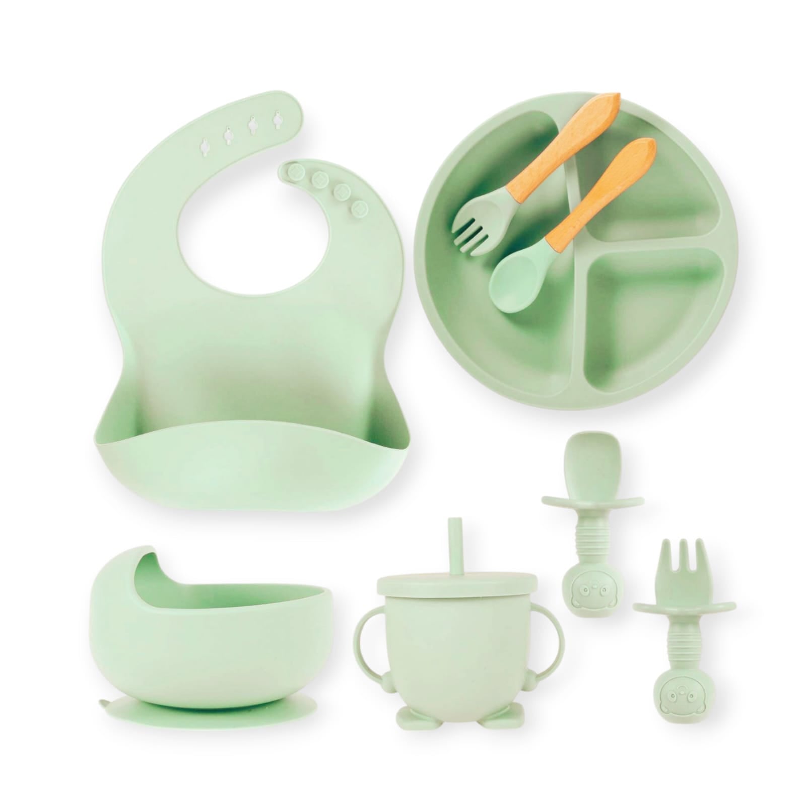 Silicone Baby Cutlery Set - Mint Green