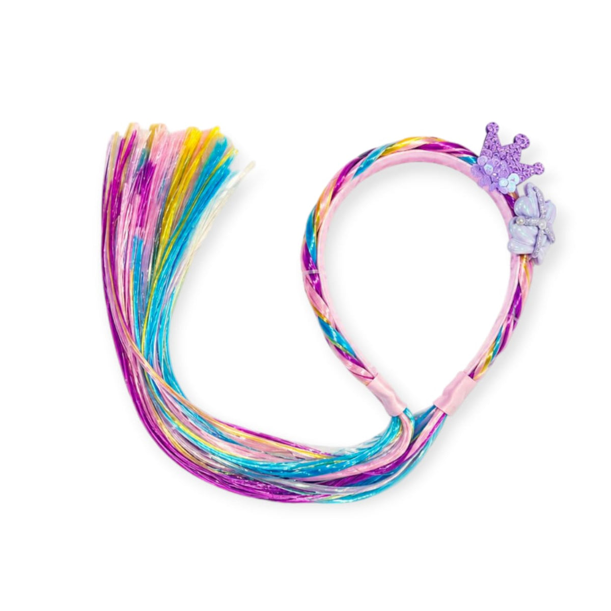 Rainbow Tinsel Braided Ponytail Headband