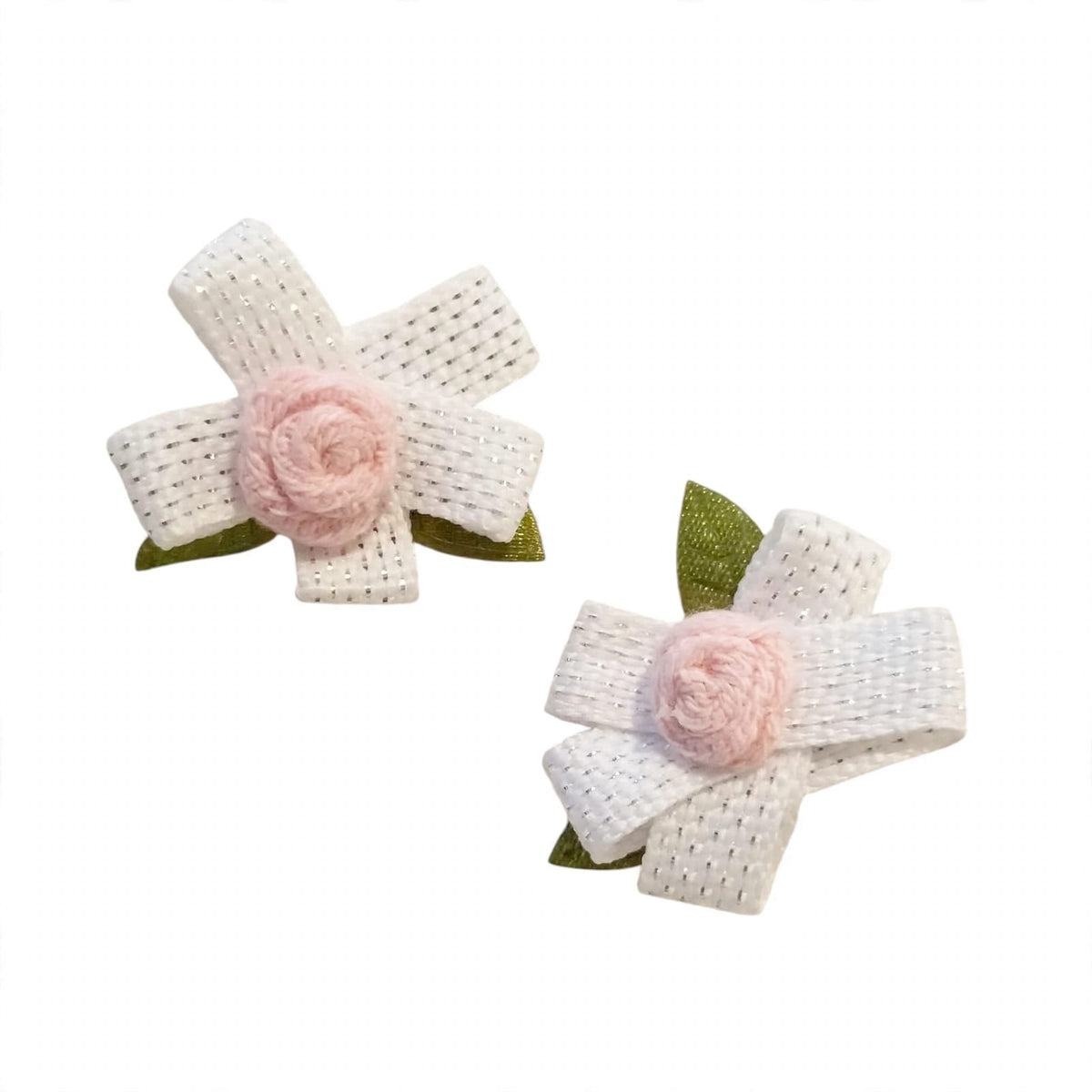 Flower Clip-Ribbon Rose 2pcs