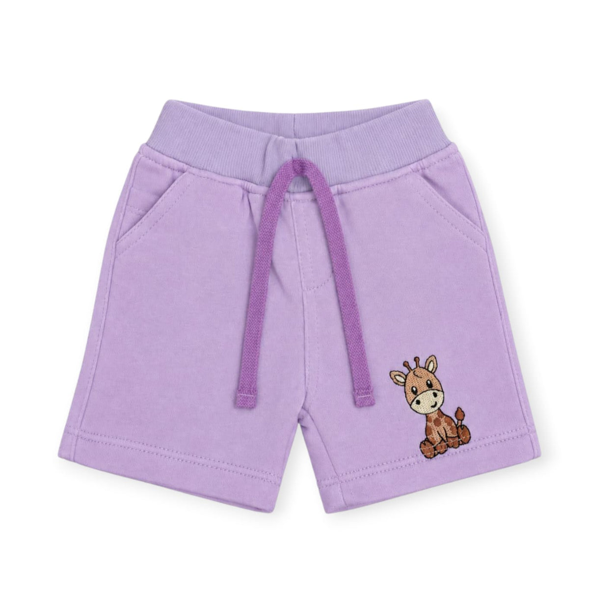 Purple Giraffe Embroidered Rib Short
