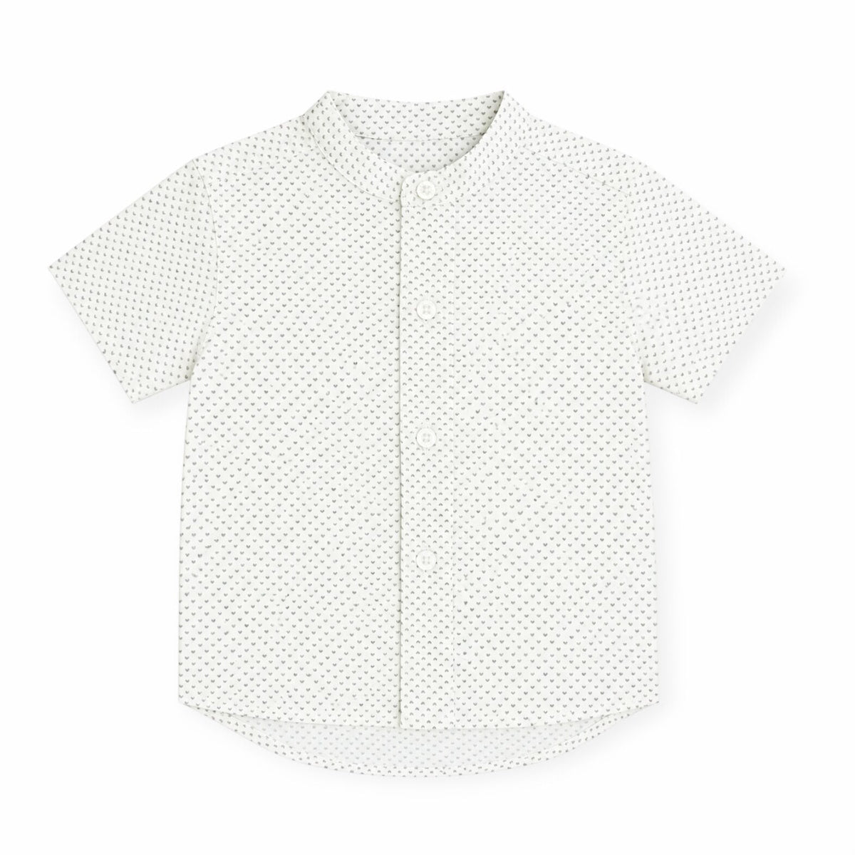 Chinese Collar Printed Shirt-Grey Heart