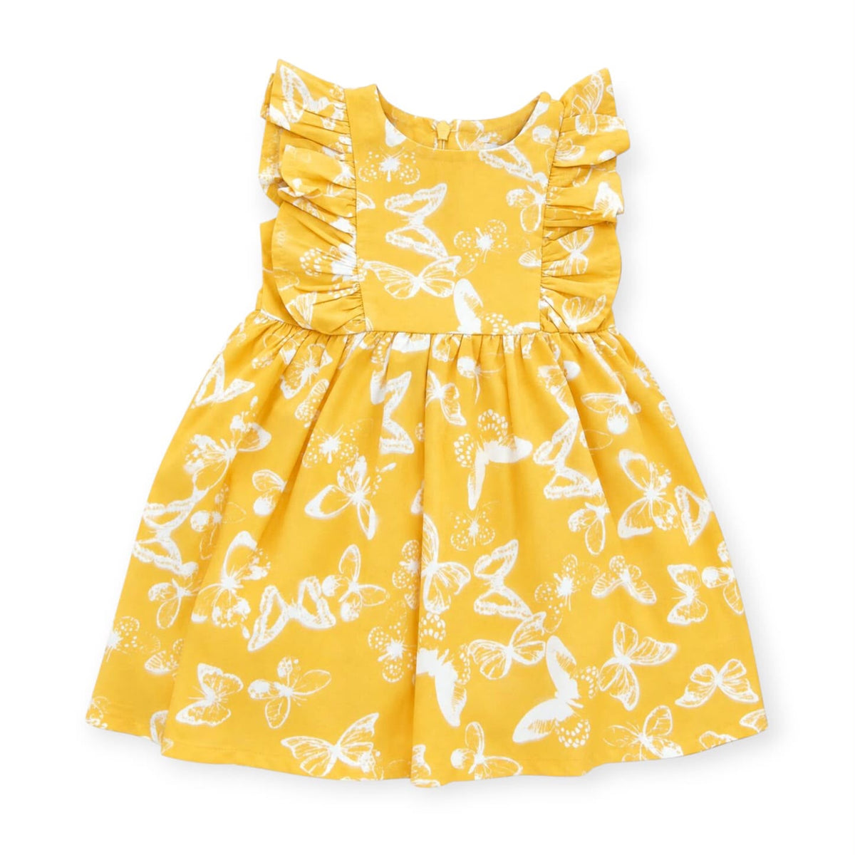 Yellow Butterfly Frill Dress